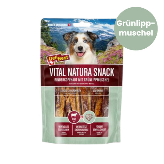 DeliBest Vital Natura Snack Rinderkopfhaut mit Grünlippmuschel 200g