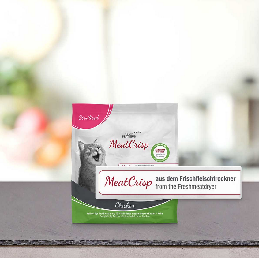Meat Crisp Sterilised Ckicken Katzen Trockenfutter 83 % Fleisch Taurin optimiert