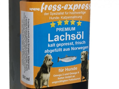 Lachsöl Ergänzungsfuttermittel für Hunde